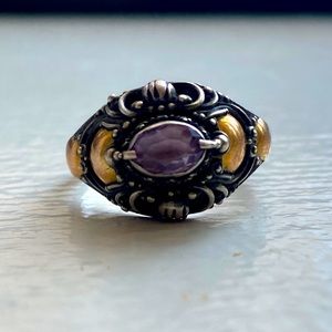Antique sterling silver, brass & amethyst Victorian ring 💜